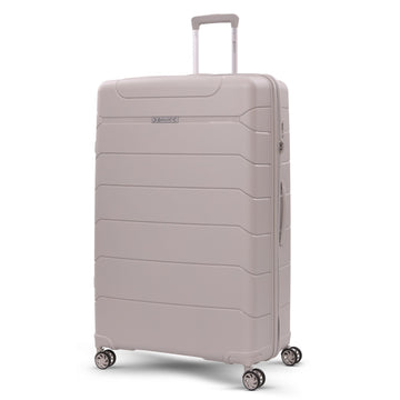 Aerolite 32” XL 144L Polypropylene (PP) Checked Luggage – Lightweight Extra Large Hard Shell Suitcase with 4 Spinner Wheels, TSA Lock & Waterproof Pocket – Cream